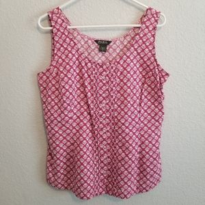 Eddie Bauer Pink & White Floral Button Down Tank Top